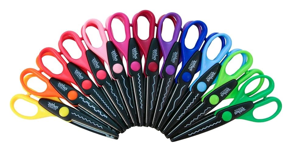 School Smart Paper Edger Scissors, 6-1/2 x 2-1/2 Inches, Assorted Colors, Set of 12 thumbnail 5