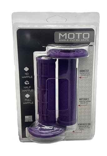 ODI Ruffian Purple Dirtbike Grips MX Half Waffle Medium Compound Twist Throttles thumbnail 2