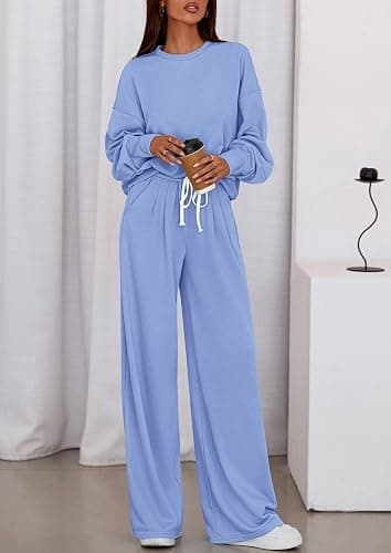 PRETTYGARDEN Womens 2 Piece Sets Long Sleeve Sweatshirt Wide Leg Pants Loose Matching Lounge Set Trendy Fall Outfits thumbnail 3