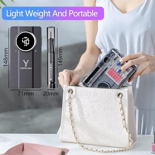 Yokefellow Nail Drill Machine, 40000 RPM Rechargeable & Desktop Portable Engraving Drill for Glass Engraving Pen Tools Grey thumbnail 7