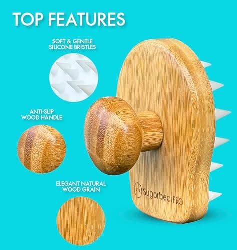 Sugarbear Bamboo Scalp Massager & Scrubber + Vegan Hair Vitamin Gummies 3 Month Supply, Extra Strength Biotin 6000mcg for Relaxing Scalp Care & Supporting Healthy Hair thumbnail 2