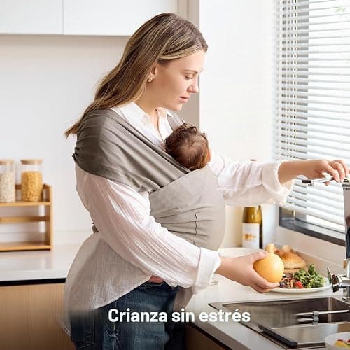 Momcozy Fular Portabebés Ajustable, 3,6-15 kg, OEKO-TEX | Desde recién nacido, postura M ergonómica, 95% poliéster + 5% elastano, tejido transpirable y ligero 450 g thumbnail 2