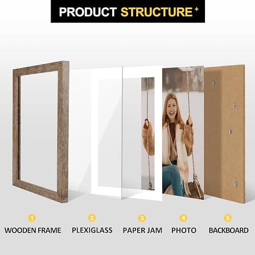 8x10 Picture Frames Set of 6 Rustic Wood Grain Photo Frame for Gallery Wall Mounting or Tabletop Display thumbnail 4