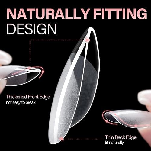 AILLSA Short Almond Nail Tips - Thickened Pre-shaped False Nail Tips Short Almond Shaped Half Matte Nails Tips, Fake Nails Extension 450pcs 15 Sizes with Storage Box thumbnail 3