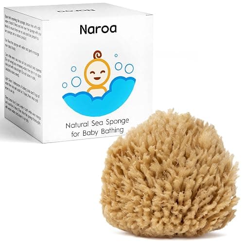 NAROA Natural Baby Bath Sponge in Gift Box | Soft Sea Unbleached Sea Washcloth for Babies | Newborn Shower Time Essentials | Pregnancy Registry Boy Girl - Image 1