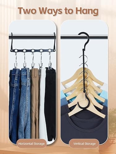 HOUSE DAY Black Magic Space Saving Hangers 10 Pack, Premium Smart Hanger Hooks, Sturdy Cascading Hangers with 5 Holes for Heavy Clothes, Closet Organizers and Storage, College Dorm Room Essentials thumbnail 4