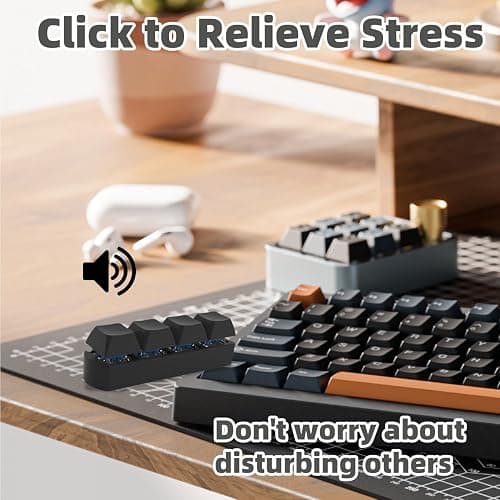 2Pcs Keyboard Fidget Toy, Fidget Toys, Quality and Built to Last, Clicky Fidgets Toy, Portable Fidgets Keyboard 4 Buttons with Keychain, Fashional Functional Gifts for Adults and Kids (Black Clicky) thumbnail 3
