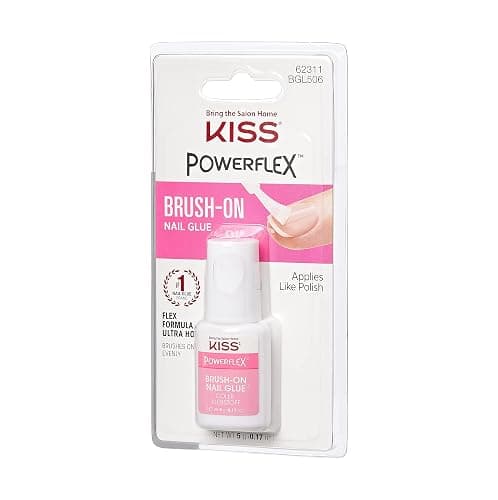 KISS PowerFlex Brush-On Nail Glue for Press On Nails, Ultra Hold Flex Formula Nail Adhesive, Includes One Bottle 5g (0.17 oz.) with Twist-Off Cap & Brush Applicator (Pack of 2) thumbnail 2