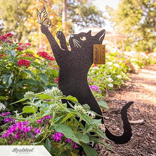 RealSteel Genuine Brand I Cat Garden Décor I Outdoor Garden Decorations I Landscaping Décor I Lawn Ornaments and Statues I Garden Signs Decorative Outdoor thumbnail 3
