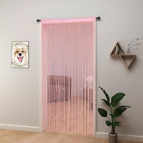 YIIBAII Beaded Curtain Beaded Curtains for Doorways Crystals Suitable for Interior Decoration and Partitions Hippy Closet Curtains (Pink, 39"x110") thumbnail 9