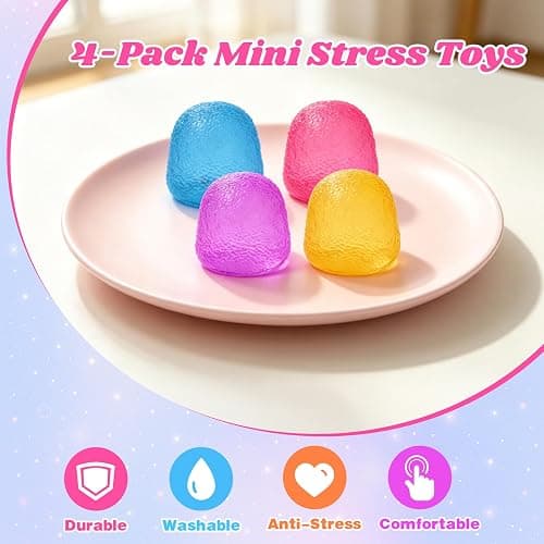 4PCS Gumdrop Squishy Toys Mini, Sweet Gel Candy Stress Ball, Sensory Squeeze Toy Set , Soft Hand Fidgets for Anxiety Relief, Birthday Goodie Bag Fillers for Teens & Adults thumbnail 4