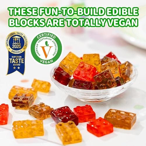 AMOS 4D Vegan Gummy Blocks Candy – Assorted Fruit Flavors, Made with Real Juice, Fun-to-Build Edible Blocks, Fat-Free, (8.47 oz Pack of 1) thumbnail 4