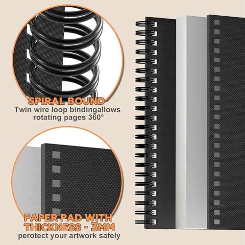 Joibabe 5.5" x 8.5" Sketch Book ，2 Pack 80-Sheets (68lb/100gsm)，Double-Sided Hardbound Sketchbook, Spiral Bound,Acid Free Paper Painting Drawing Writing Sketching Pad for Kids Adult Teens Girls Boys thumbnail 2