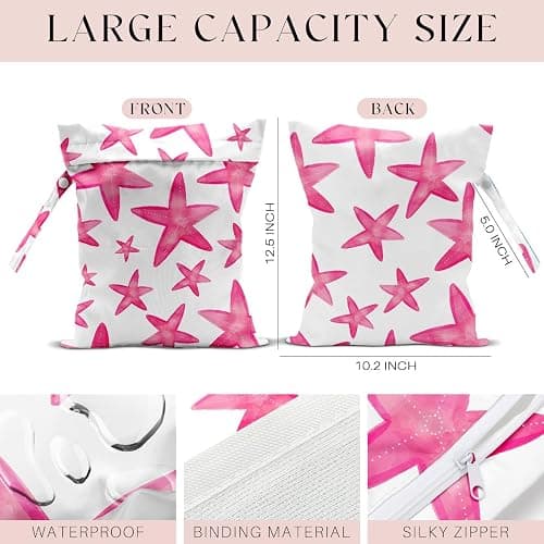 zcyxuuw 4 Pack Wet Bag for Swimsuit, Beach Travel Essentials Wet Dry Bag, for Sunscreen Toiletry Dirty Clothes Yoga Gym Diaper, Friend Summer Beach Vacation Gifts. starfish thumbnail 3
