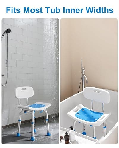HOMLAND Shower Chair for Inside Shower with Removable Back, 400 lbs Heavy Duty Bath Seat for Bathtub, Safety Bath Stool for Seniors and Disabled, Aluminum Alloy Frame thumbnail 8