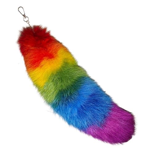 Luxe Fox Fur Tail Keychain - Furry Tail with Gold Clasp for Women, Therian Cosplay Fashion Accessories Pendant - Image 1