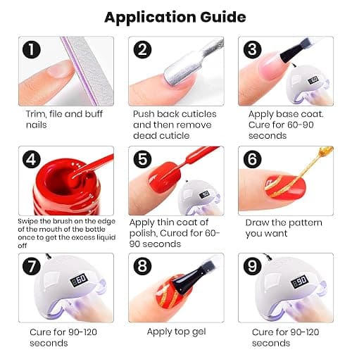 RARJSM Nail Art Gel Set, Glow In The Dark Gel Liner Nail Art Polish Luminous Design Nailpolish Neon Fluorescent Drawing Painting NailArt Polish Neon Colors thumbnail 8