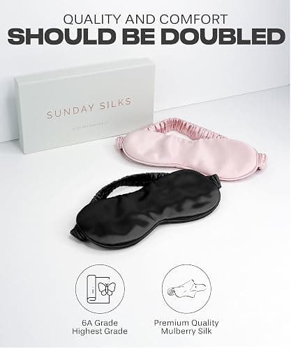 Silk Sleep Mask for Women and Men - Silk Eye Mask for Sleeping, Blindfold, Eye Covers, Pack of 2 thumbnail 2