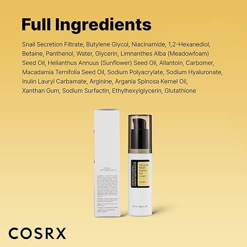 COSRX Snail Mucin Peptide Under Eye Cream, 0.84 fl oz, 73.7% Snail Mucin and Niacinamide, Eye Care, Eye Cream Anti Aging, Dark Circles, Korean Skin Care, Stocking Stuffers for Women thumbnail 9