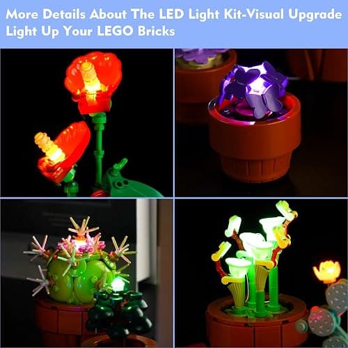 LocoLee Licht Kompatibel mit Lego Mini Pflanzen, Led Beleuchtungs Compatible with LEGO 10329 Icons Tiny Plants - Nur Lichter Set, Kein Modell thumbnail 2