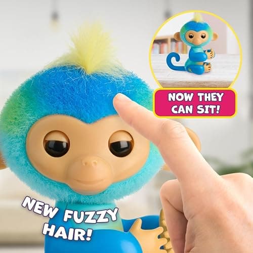 Fingerlings 2023 NEW Interactive Baby Monkey Reacts to Touch – 70+ Sounds & Reactions – Leo (Blue) thumbnail 7