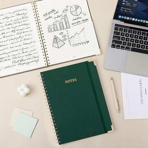 ALKALO A4 Large Spiral Notebook Journal, (8.5×11'') 100 Pages Linen Hardcover College Ruled Journaling For Work & Note Taking Thick Spiral Journal For Writing Daily Journal For Women & Men- Green thumbnail 2