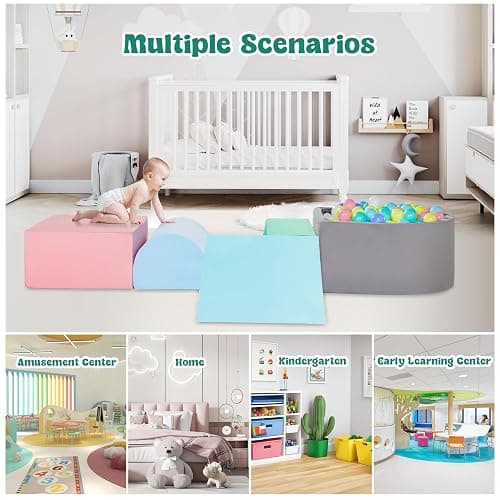 Climbing Toys for Toddlers, Foam Baby Climbing Blocks with Ball Pit for Toddlers 1-3 Inside, 5-Piece Soft Play Blocks, Indoor Climb Crawl Activity Play Set, Birthday Gift (Balls not Included) thumbnail 7