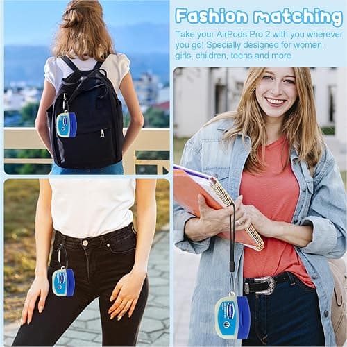Case for AirPods Pro 2nd Generation Case, with Cleaner Kit Cute Cartoon Kawaii Funny AirPods Pro 2 Cover Silicone Protective Cover for Apple AirPod Pro 2 with Keychain for Women Kids Blue thumbnail 5
