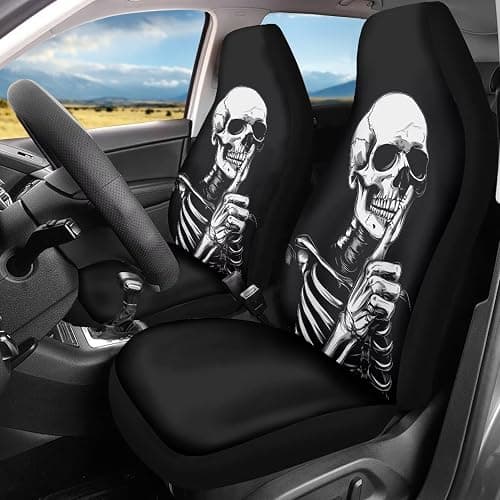 ELEQIN Goth Skull Universal High Back Fashion Car Seat Covers for Car Truck Suvs,sedans,Vehicles,Airbag Compatible Front Car Seat Covers 2 Pack thumbnail 2