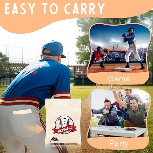 DOSTATNI Baseball Snack Bags Baseball Treat Bags Mini Storage Bag Canvas Favor Bag Squeeze Top Portable Base Ball Team Gift for Birthday Game (1) thumbnail 4