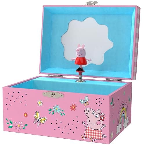 Mini Treasures Peppa Pig Jewelry Box for Girls - Musical Jewelry Box with Spinning Figurine, Toys for Kids Ages 3-5 - Plays Peppa Pig Theme Song - 6 x 4.7 x 3.5 in - Image 1