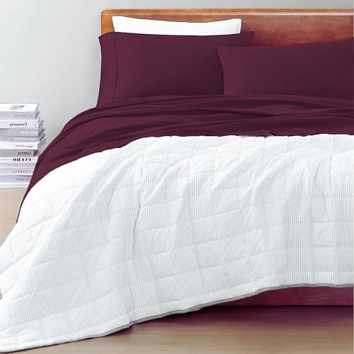 LANE LINEN 100% Organic Cotton Eco Friendly Full Size Bed Sheets, Mercerized Fully Elasticized Cotton Sheets Full, Percale Weave Soft & Comfy Comes in Variety of Colors- Windsor Wine thumbnail 2