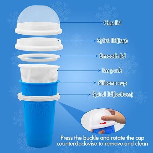 500ML Slushie Maker Cup,Quick Frozen Magic Cups for Homemade Milk Shake Ice Cream Maker, Double Layer Squeeze Slushy Maker Cup, Birthday Gifts for Friends,Family(Blue, 500ML) thumbnail 4
