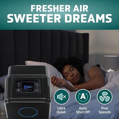 GermGuardian Air Purifier for Home with HEPA Pure Filter, for Wildfire Smoke, Pet Dander, Pollen, Odors, Large Rooms Up To 870 Sq. Ft., Removes 99.97% Pollutants, UV-C Light, 28", AC5350B, Black thumbnail 6