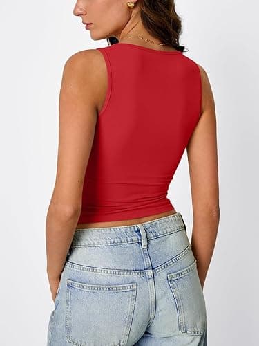Trendy Queen Womens Tank Tops Double Lined Crop Sleeveless Going Out Camisole Summer Fashion Basic Soft Spring Clothes 2025 thumbnail 5