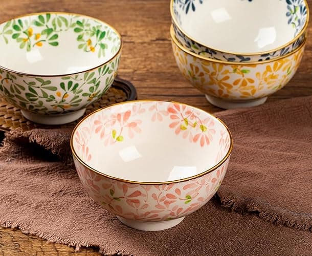 TuYines Müslischalen, Keramik-Dessertschalen, 12 cm, kleine Schüsseln für Eis, Reis, Suppe, Dessert, mikrowellen- und spülmaschinenfest, 4 Stück thumbnail 6