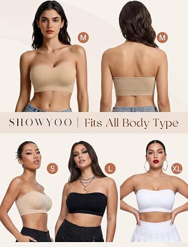 Strapless Bra for Women Non-Slip Bandeau Bra Push Up Invisible Seamless Wireless Bralettes No Underwire Padded Tube Top Bras thumbnail 7