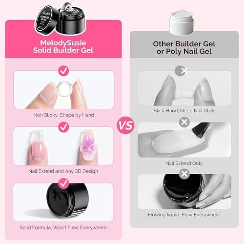 MelodySusie Solid Builder Nail Gel Kit 3D Nail Gels Sculpting Gel for Art Non-Sticky Hand Carving Glue Extension with Sequins Chrome Powder DIY Salon Home 60g thumbnail 6