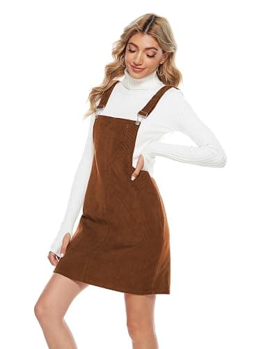 Tanming Women's Corduroy A Line Cute Jumper Pinafore Bib Overall Mini Dress Skirt thumbnail 2