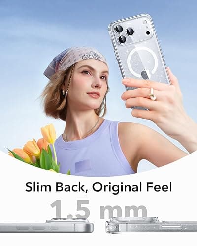 ESR for iPhone 17 Pro Max Case, Camera Control, Compatible with MagSafe, Shockproof Military-Grade Protection, Magnetic Phone Case for iPhone 17 Pro Max, Classic Hybrid Case, Clear Shimmer thumbnail 6