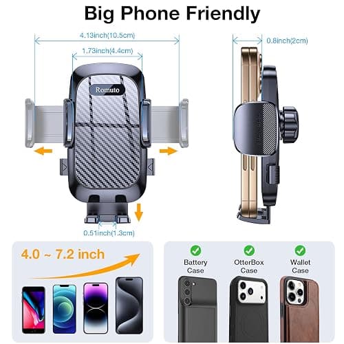 Romuto Phone Holders for Your Car Phone Holder Mount【Super Suction】Cell Phone Mount for Car Accessories for Women Men Dashboard/Windshield/Vent Truck Stand Wall Mounts for iPhone 17 Pro Max 16 Samsung thumbnail 10