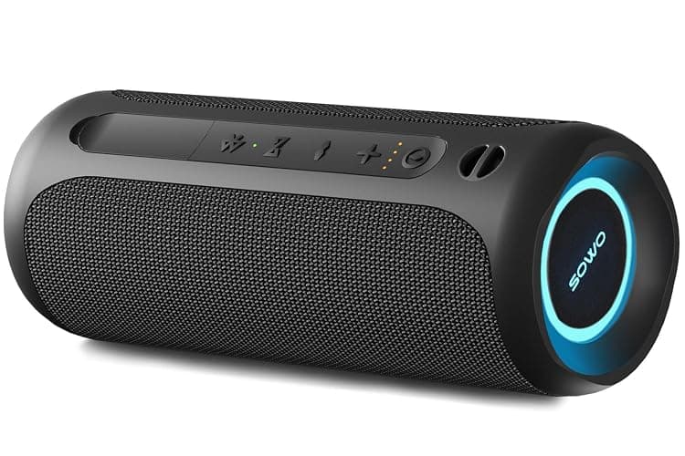 Wireless Portable Speaker,IPX7 Waterproof Bluetooth Speaker, 25W Loud Stereo Sound, Bassboom Technology, TWS Pairing, Built-in Mic, 16H Playtime with Lights for Home Outdoor - Black - Black - Image 1