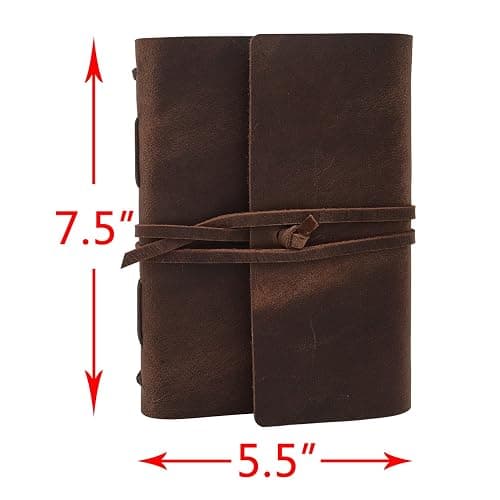 Leather Journal Writing Notebook - Genuine Leather Bound Daily Notepad for Men & Women Lined Paper 240 Kraft Pages, Handmade, Rustic Brown, 5 x 7 in thumbnail 2