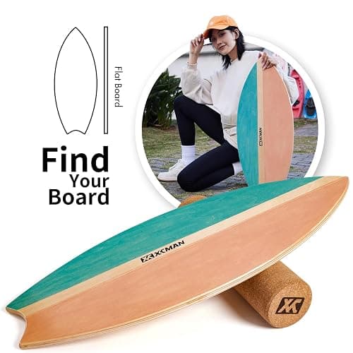 XCMAN Surf Balance Board Trainer with Roller Wooden Exercise Balancing Stability Trainer - Non Slip Surface for Adults Kids|Balance Board for Surfing,Snowboarding,Skateboarding,Hockey,Yoga Training thumbnail 2