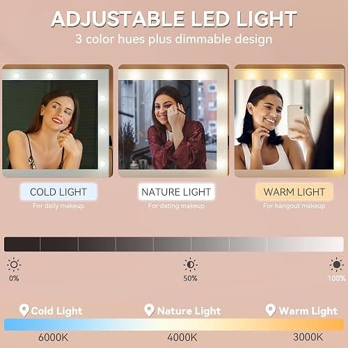 YITAHOME Vanity Table with LED Mirror, 11 Drawer Makeup Desk with Charging Ports, 3 Light Settings & Comfortable Stool thumbnail 4