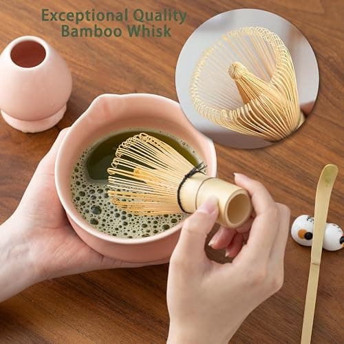 Ochcahser Matcha Set, Pink Ceramic Matcha Kit Includes Matcha Bowl, Matcha Whisk Holder (chasen), Bamboo Matcha Whisk, Bamboo Scoop and Scoop Stand, Japanese Tea Set for Women thumbnail 4