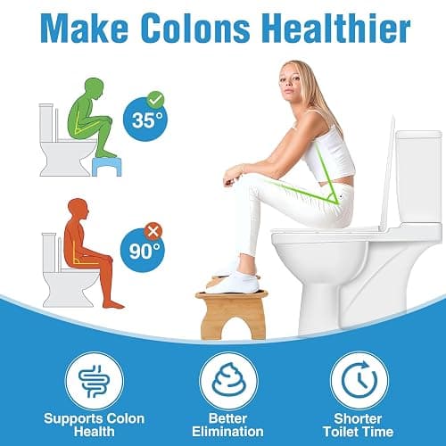 JLKCTHH Bamboo Toilet Stool for Bathroom, 7 Inches Foldable Poop Stool with Non-Slip Pads thumbnail 3