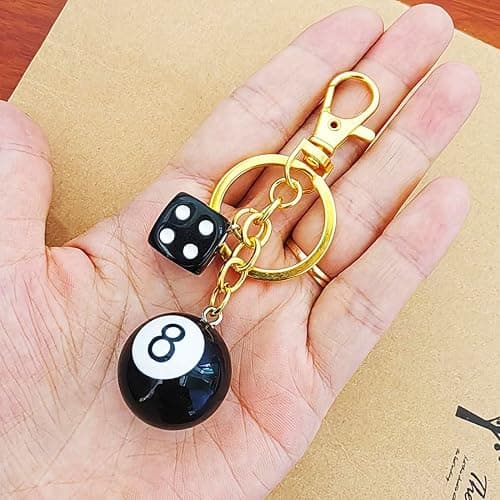 Meimimix 8 Ball Dice Charm Keychain Y2K Aesthetic Key Chain for Women Men Cute Bag Purse Handbag Accessories thumbnail 4