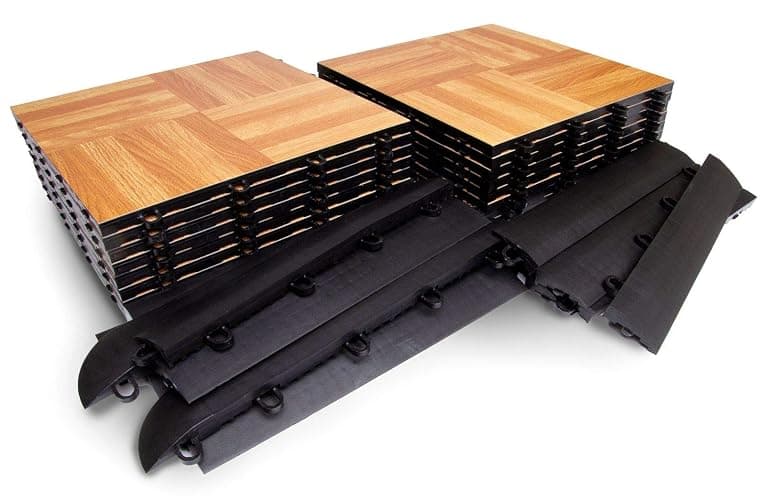 Big Floors 4X4OAKFLOOR Interlocking Lightweight Plastic Modular Dance Floor Kit (4' x 4'), Oak, 32 Piece thumbnail 3