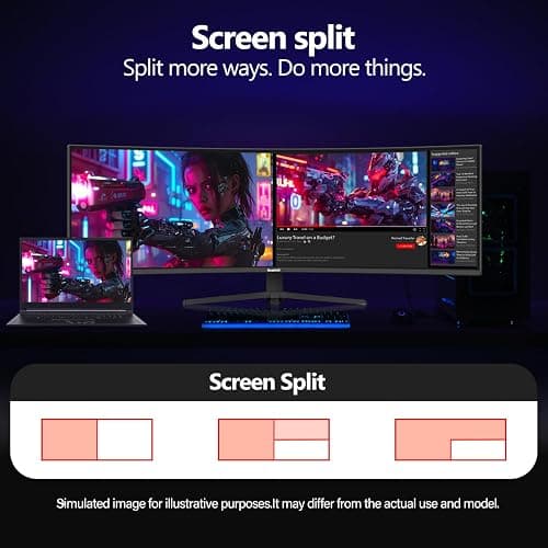 Gawfolk 49 Inch Curved Gaming Monitor,1500R PC Screen 120hz DQHD 5120x1440, Computer Screen for Home Office Business, DP, HDMI, Support Wall Mount 100x100mm thumbnail 4
